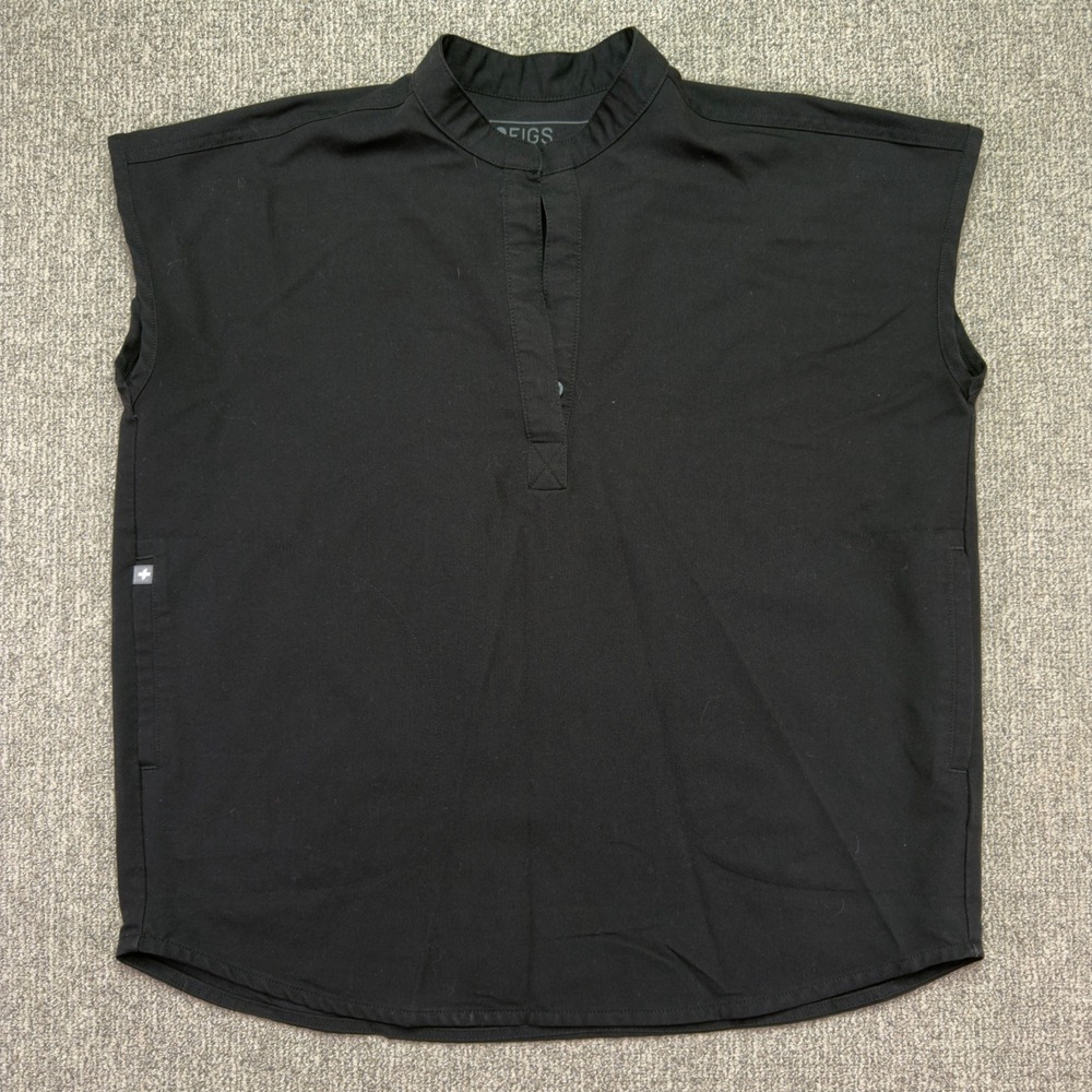 FIGS Rafaela Sleeveless Scrub Top Womens XS Black Mandarin Collar WXXSW1003
